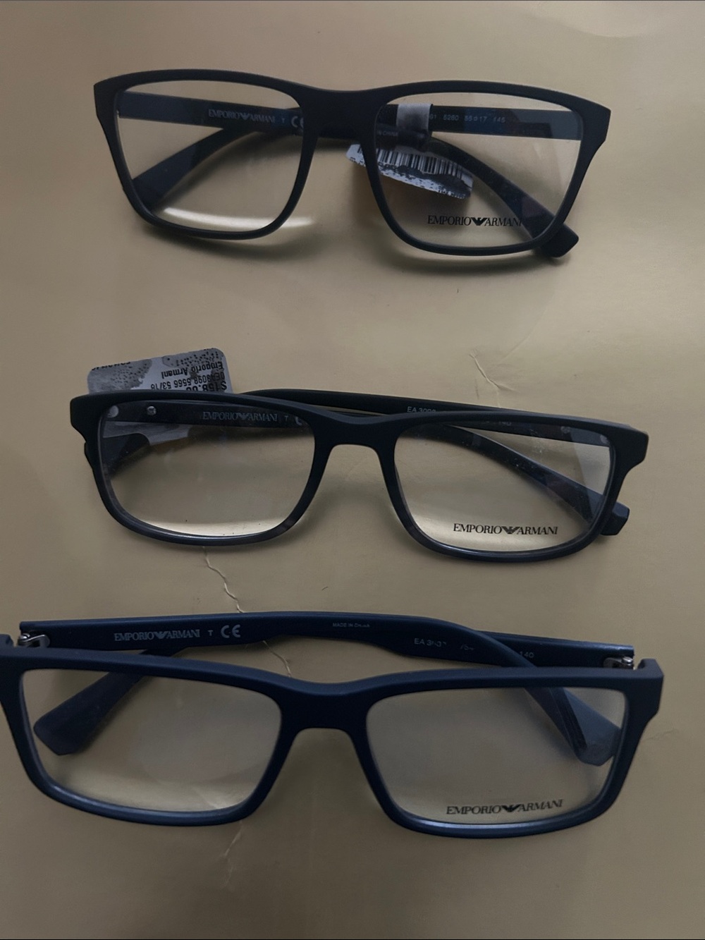 Emporio Armani Men’s Dark Blue Rectangular Eyeglasses Trio